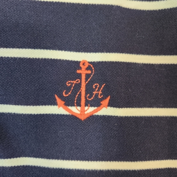 Tommy Hilfiger Blue Striped Layered Polo Size XL Anchor - Picture 7 of 16